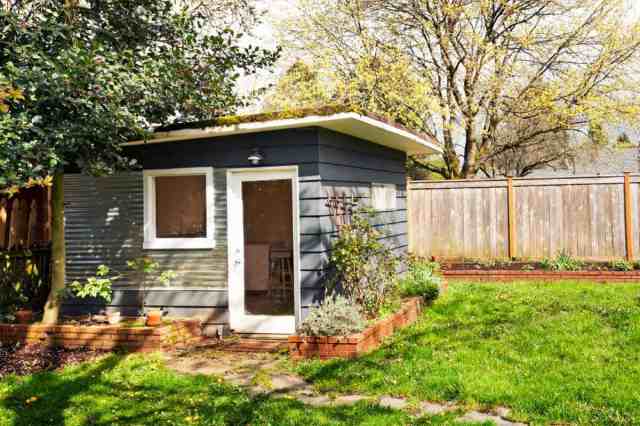 garden shed in backyard