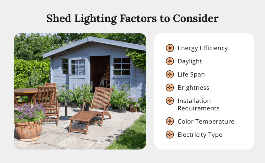 shed lighting factors to consider