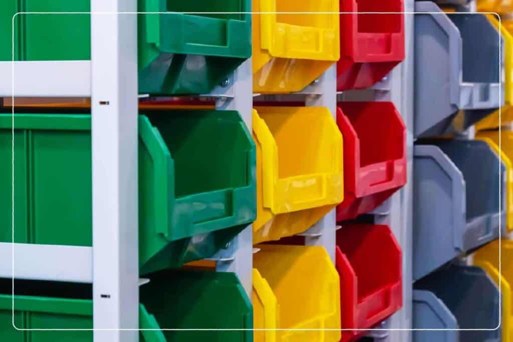 color coded storage bins for garages