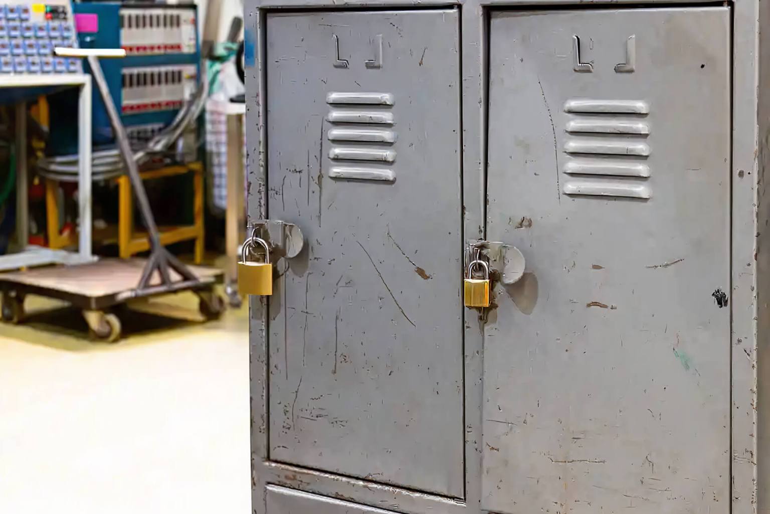 Lockers used as a garage storage idea.