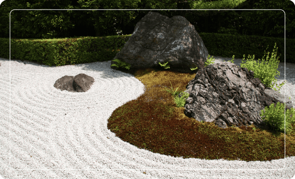 Japanese landscaping design in yard