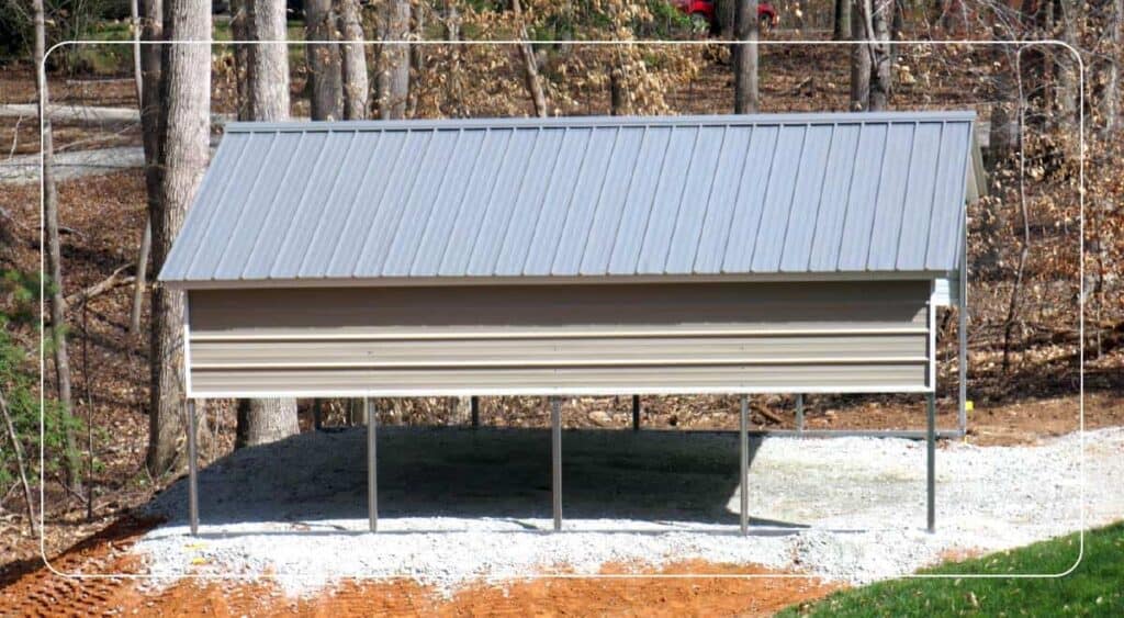 gray and tan vertical carport roof style