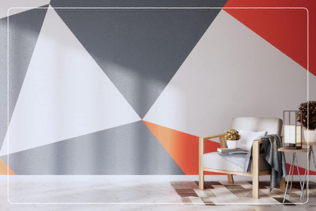 room with geometric wall designs