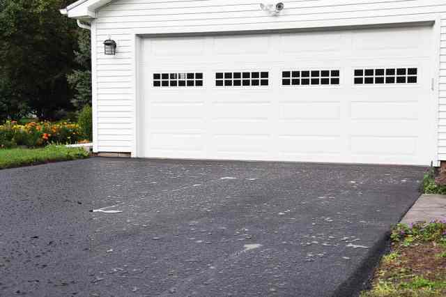 white waterproof garage in the rain