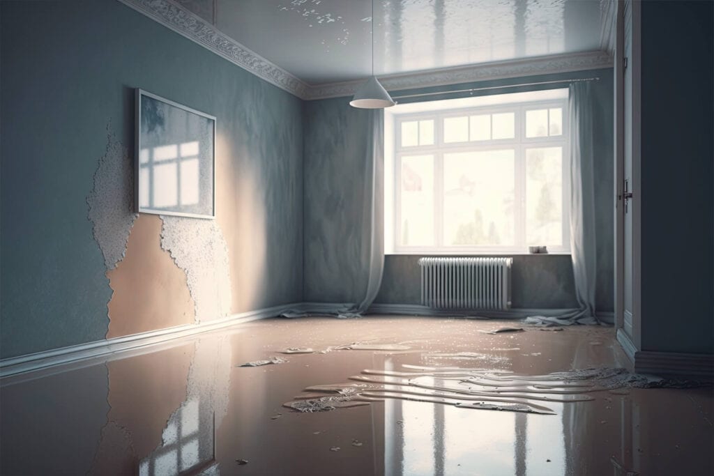 Water damage in a home.
