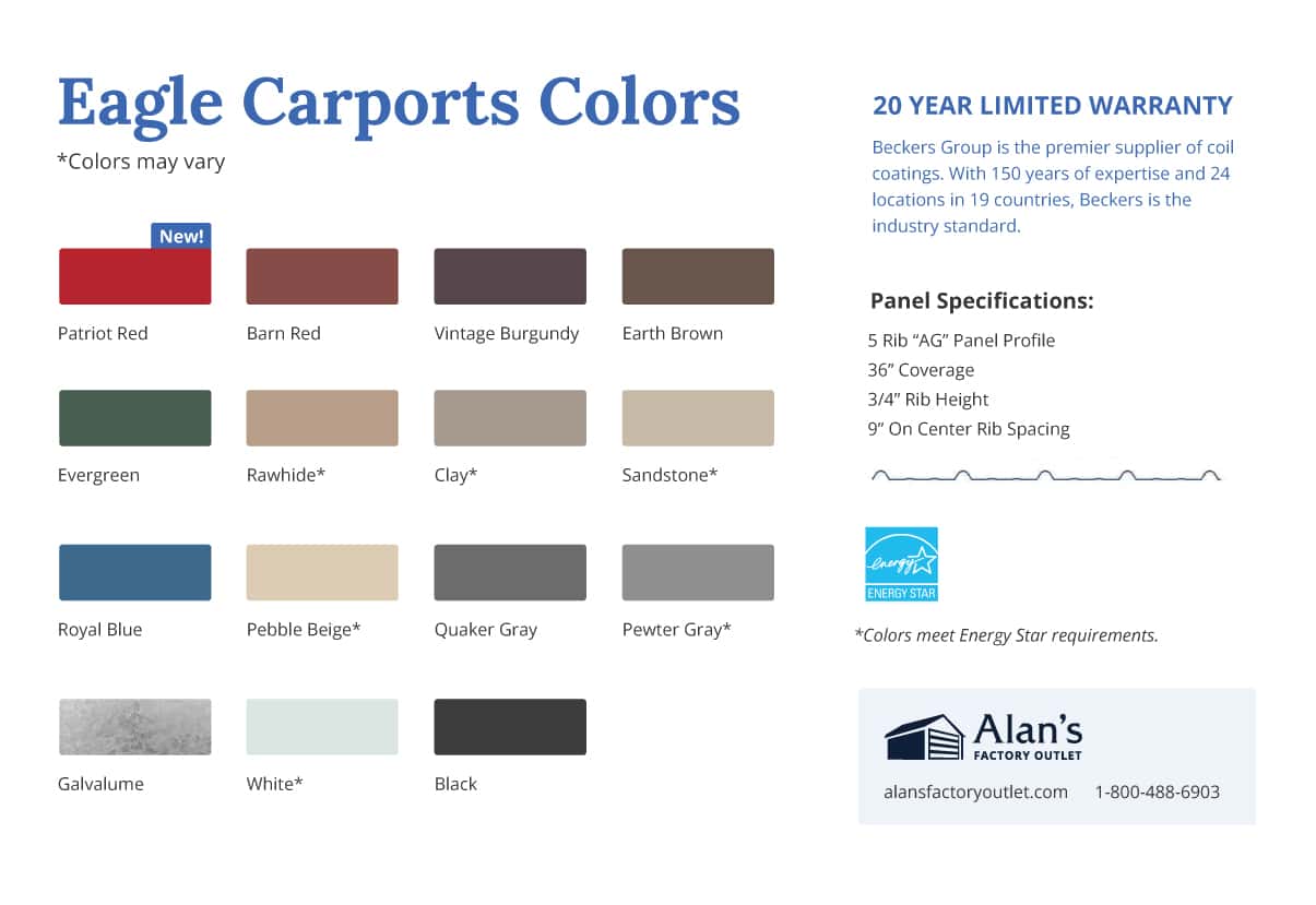 eagle carport color chart