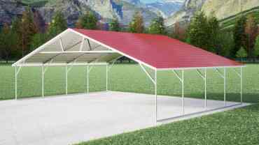 30x20 Boxed Eave Roof Triple Wide Steel Carport