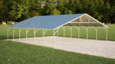 30x30 Boxed Eave Roof Triple Wide Steel Carport