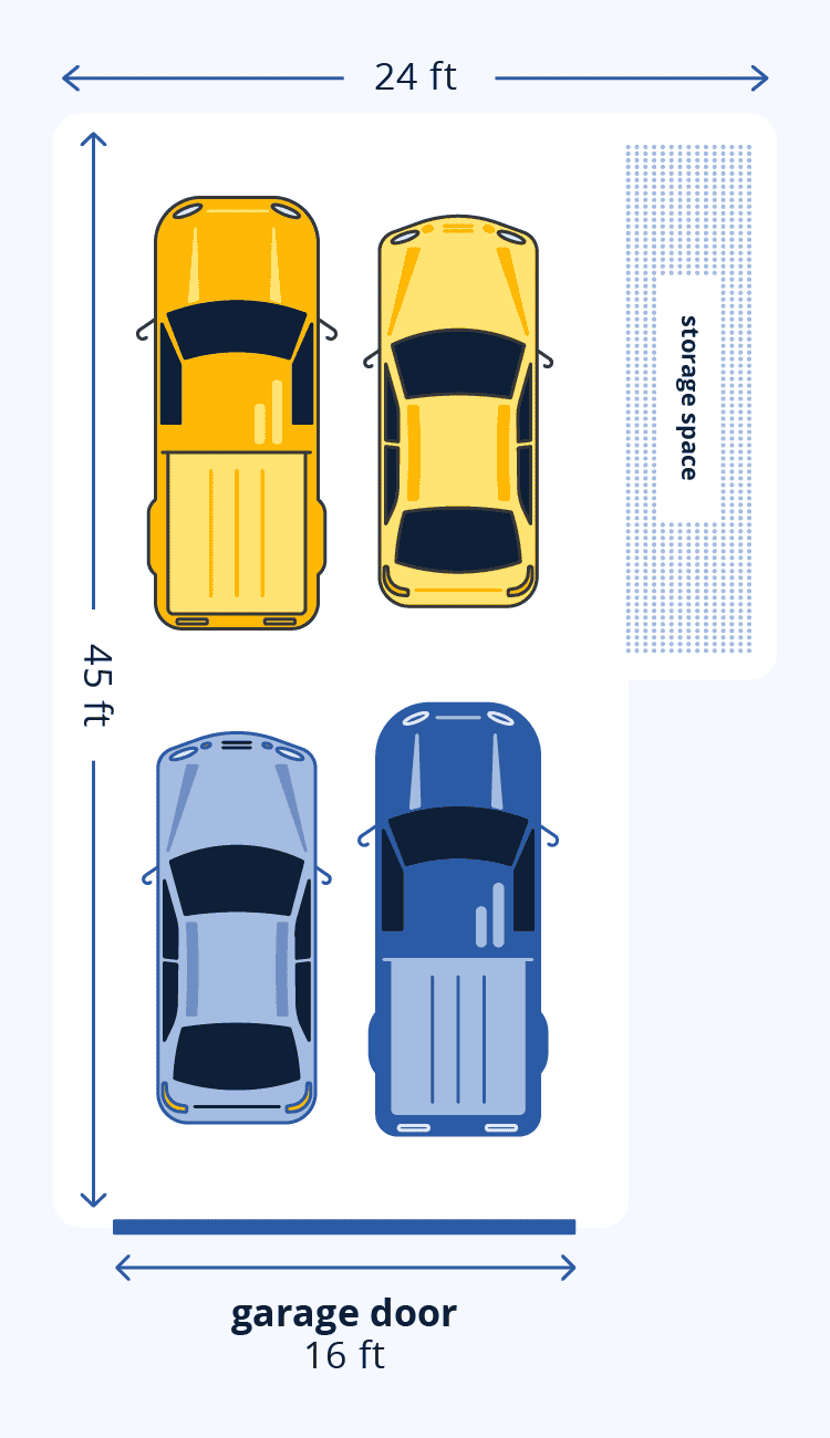 four car garage size