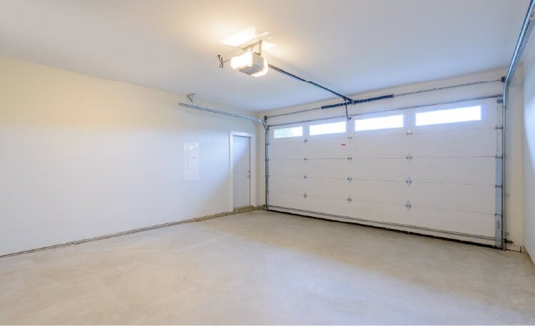 empty garage painted white