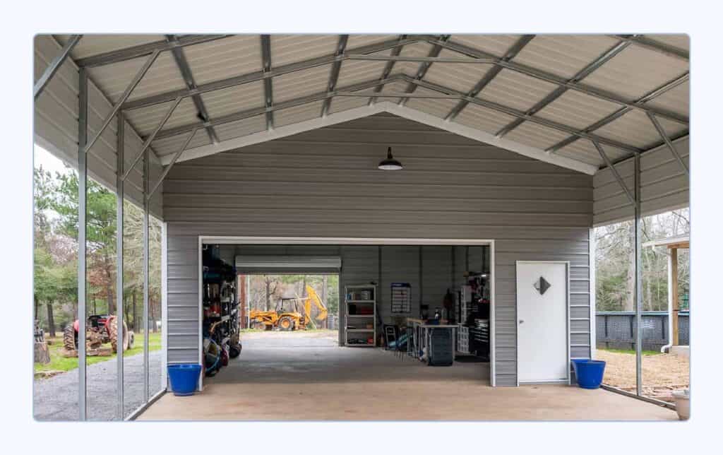 outdoor view of a carport with garage attachment
