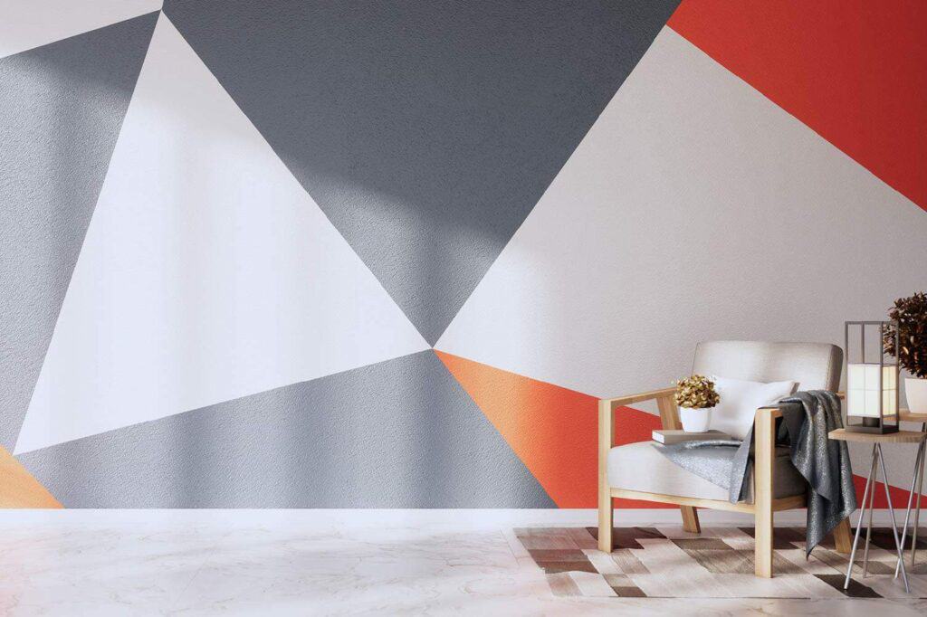 colorful geometric shapes painted on a wall