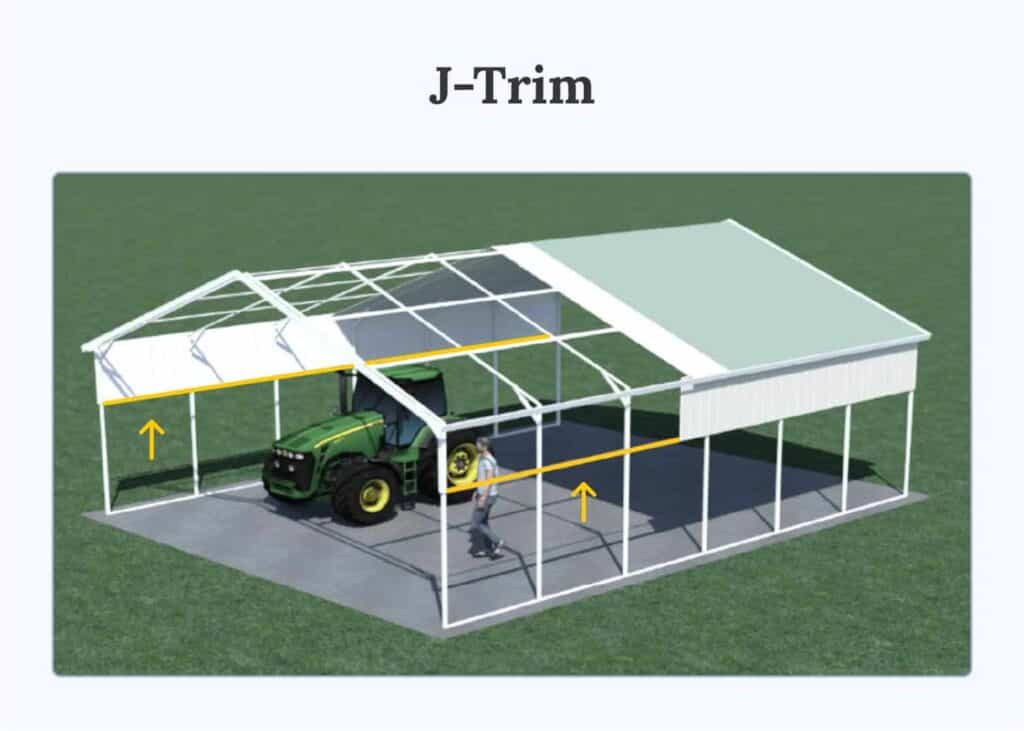 3D carport visualizer highlighting J-trim parts