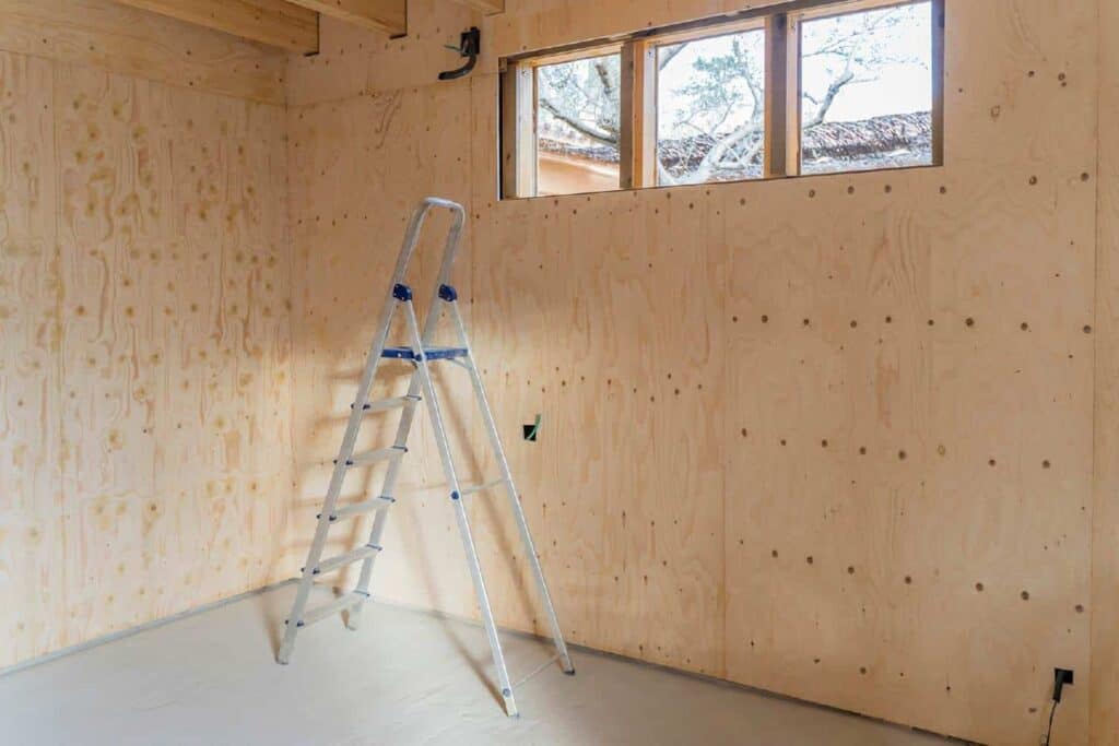 plywood garage wall interior