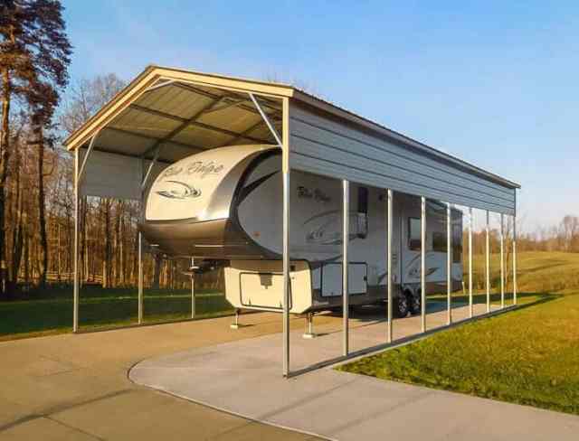 RV carport covering an RV.