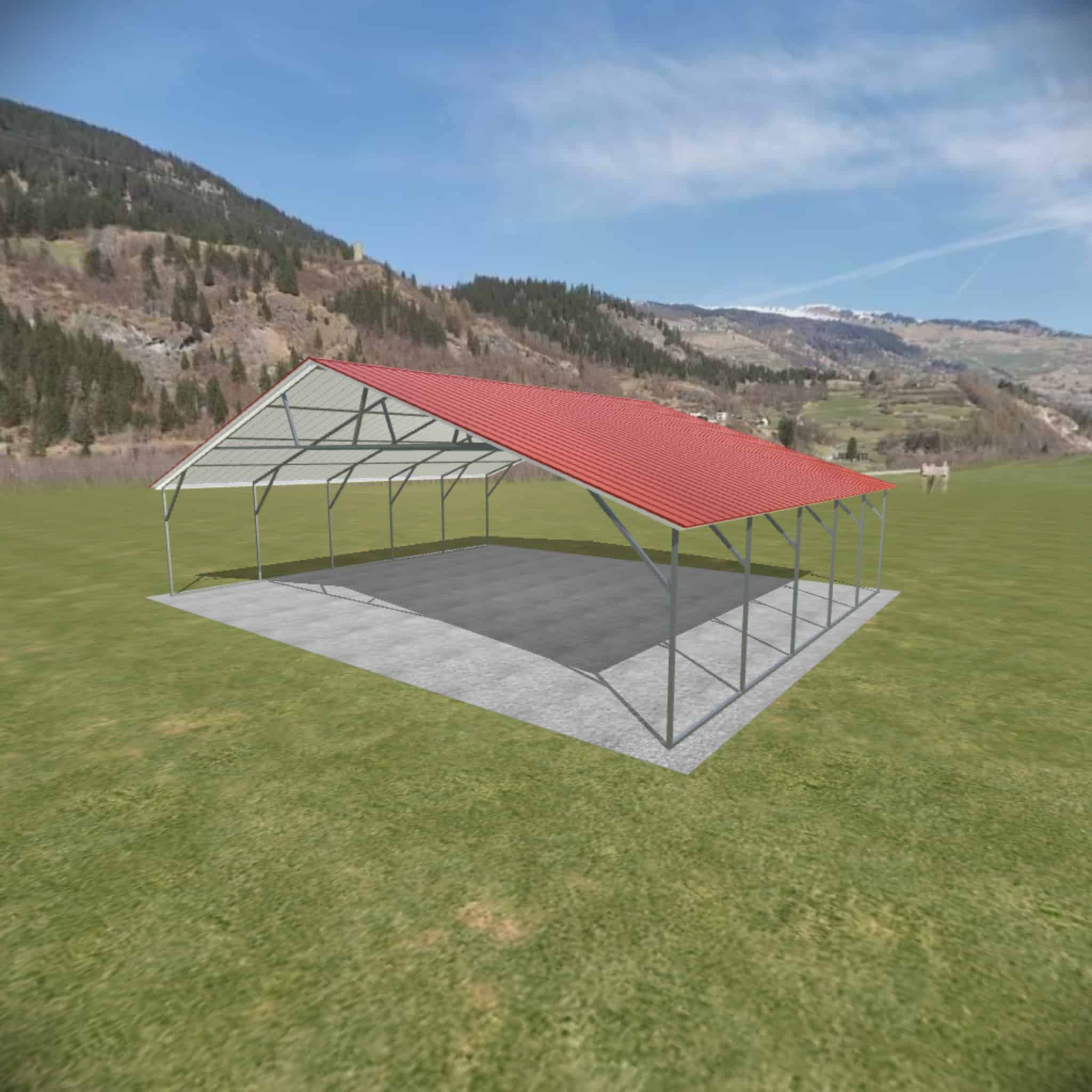 30x25 Boxed-Eave Triple-Wide Steel Carport