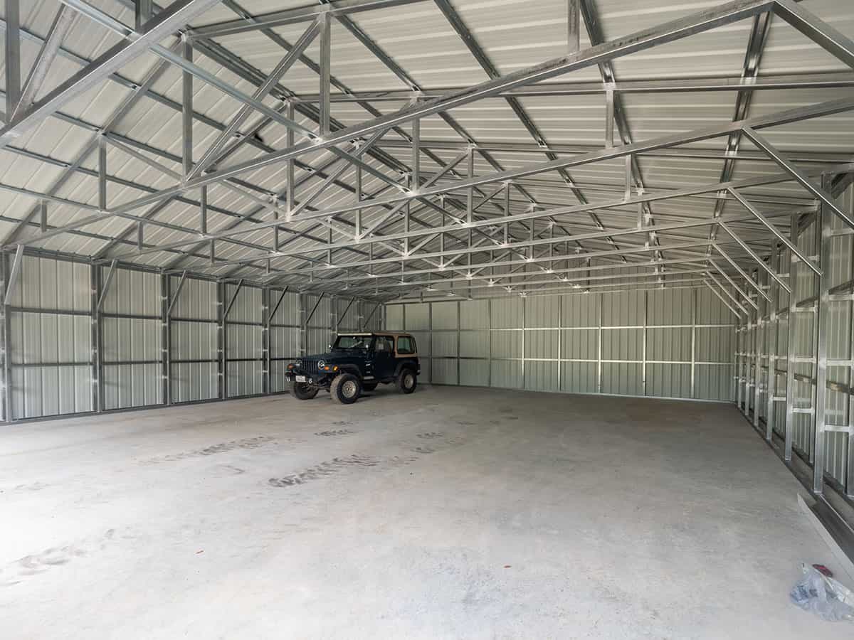 40x40 commercial metal building inside view