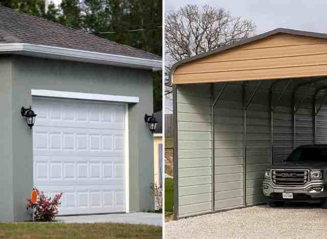 side by side view of an attached and detached garage