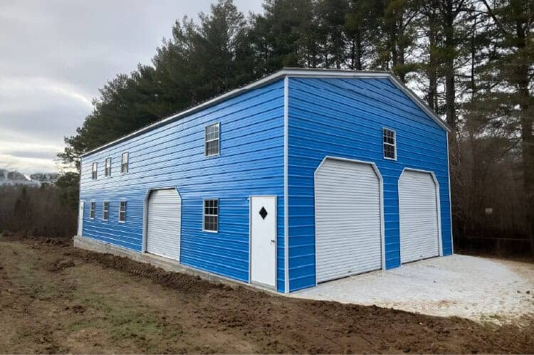 Blue barndominium