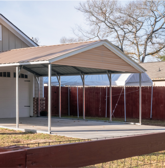 Carport in front of a house