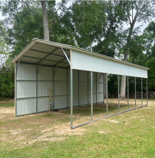 Carport with one side closed