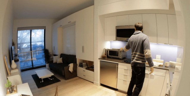 Compact apartment with an integrated kitchen