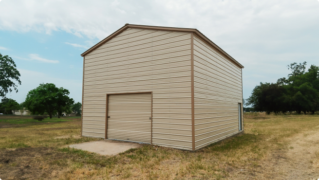 Tall garage with single garage door