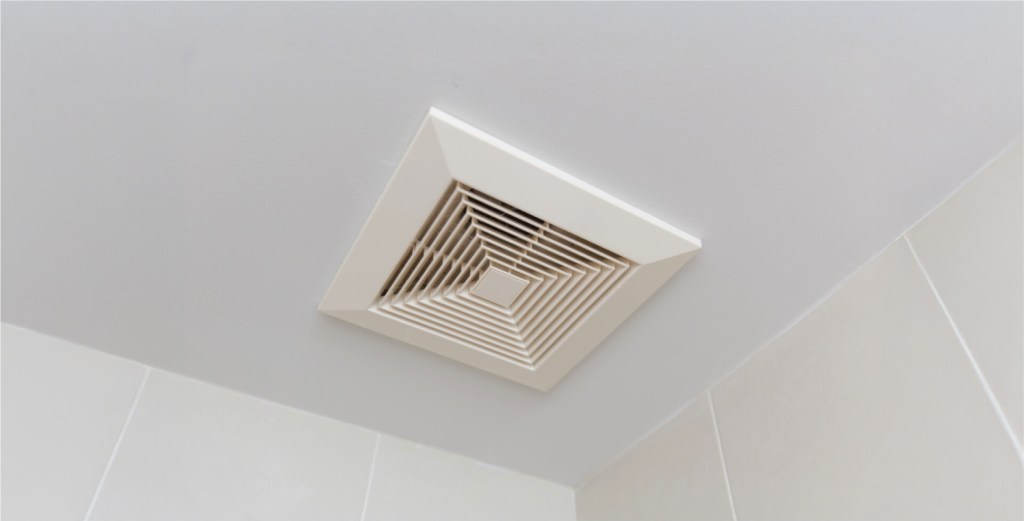 Ceiling ventilation fan in a bathroom