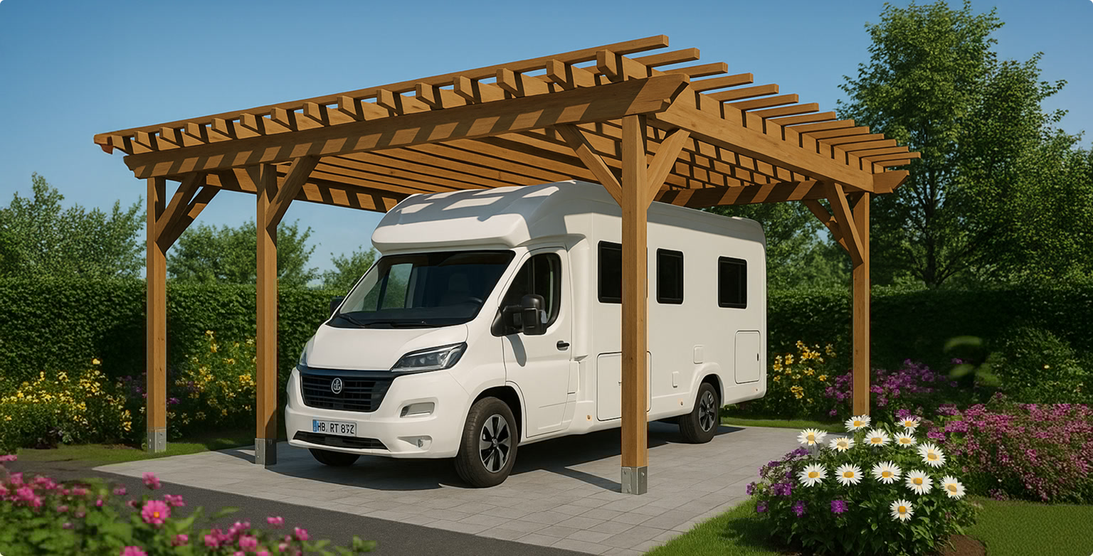Pergola-style RV carport