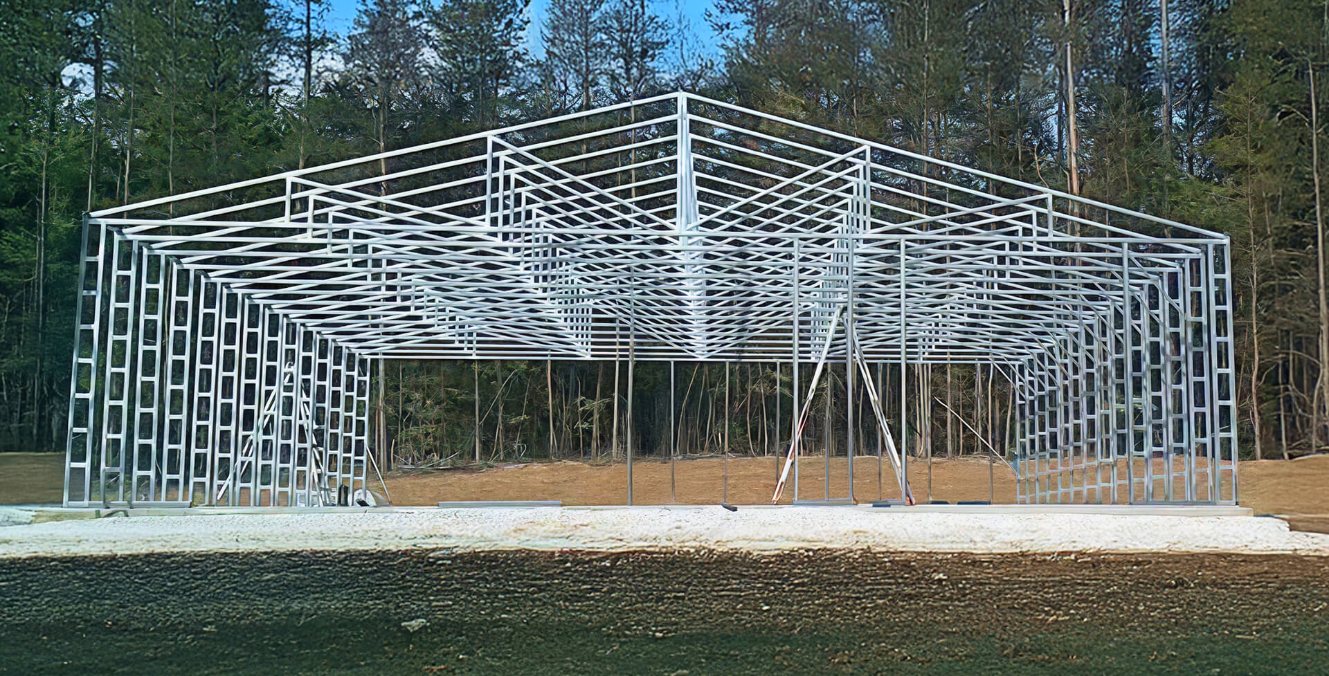 Image of 60-foot-wide carport frame