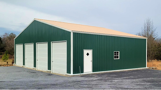 Large green metal building