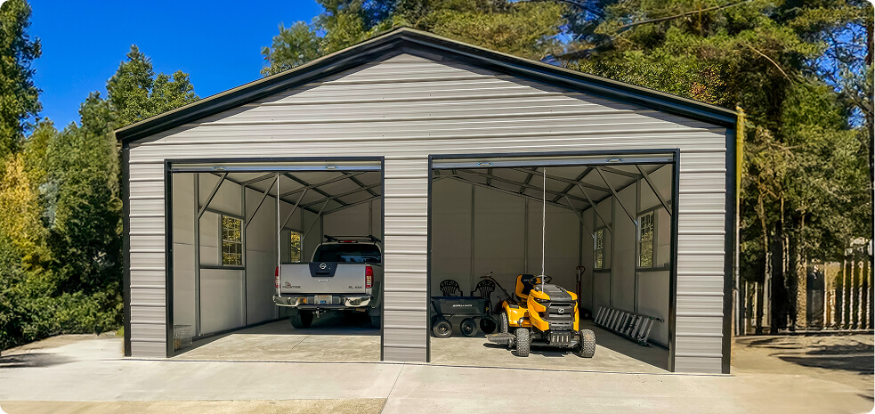 2 Car Metal Garage