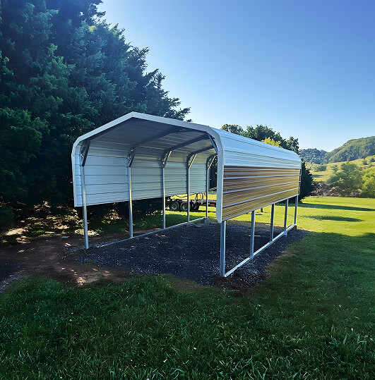 Small carport with side panels