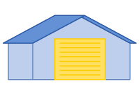 Metal building with roll-up garage door