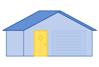 Metal building with walk-in door