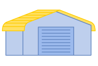Metal building with regular roof