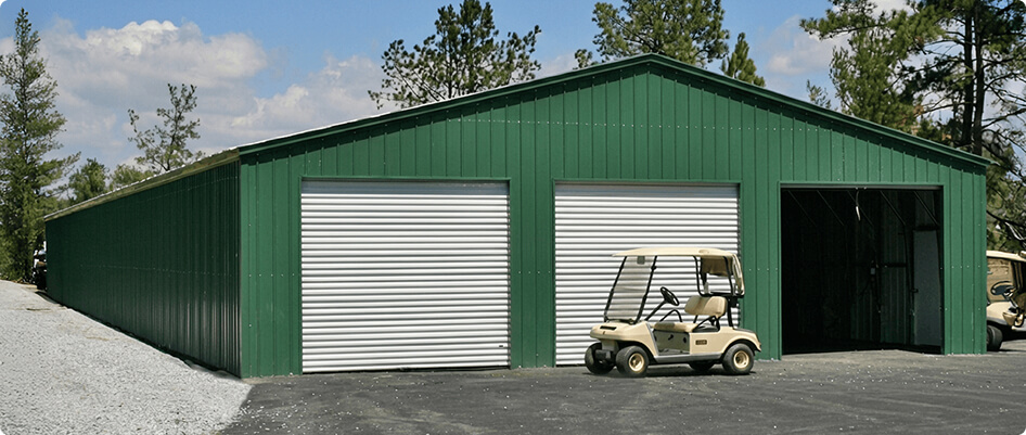 Large 60x100 prefab metal building with vertical siding designed for warehouse, garage, or equipment storage use
