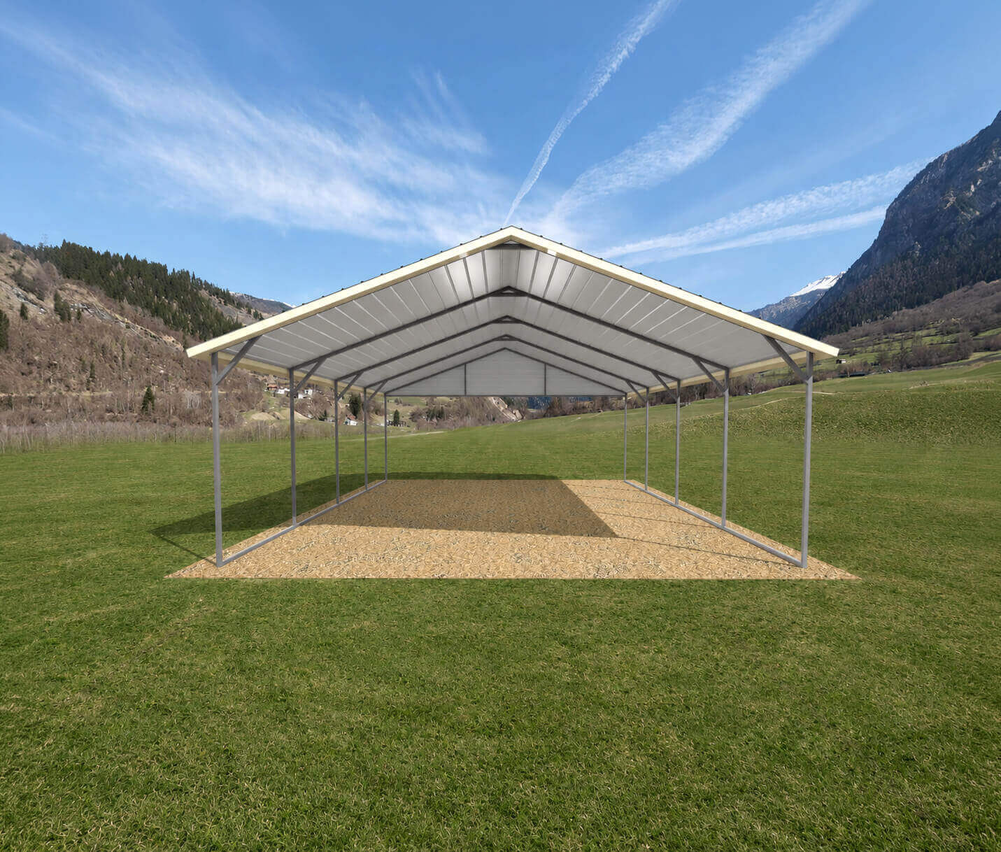 18x20 Boxed Eave Roof Steel Carport - Alan's Factory Outlet