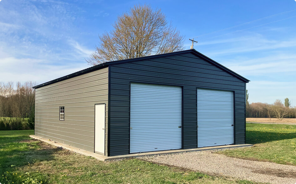 2 car metal garage