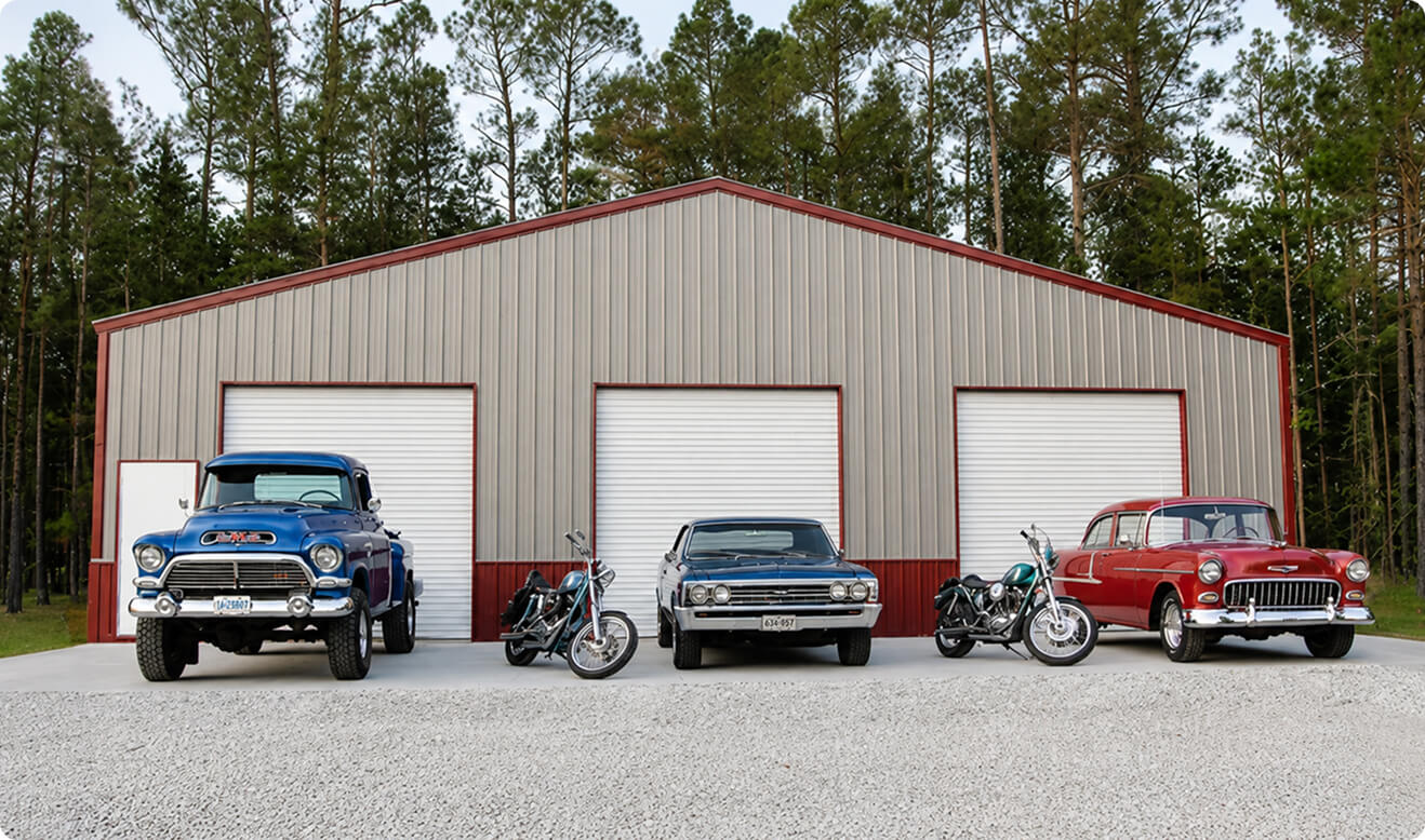 5 & 6 car metal garage