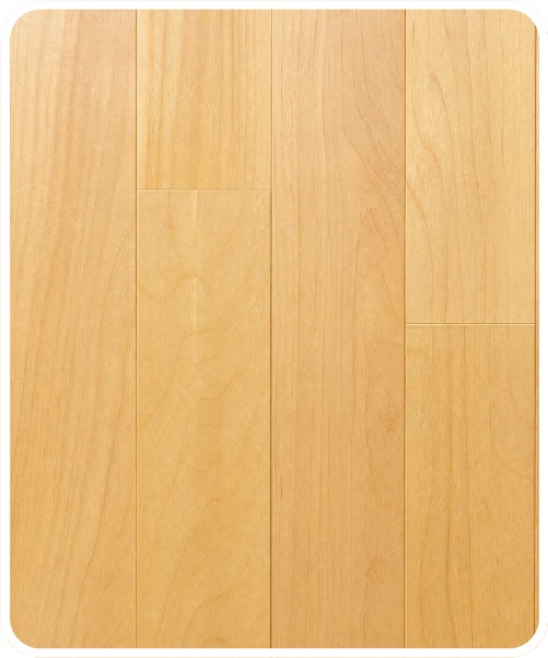 Close-up swatch of light-toned natural maple hardwood flooring with visible vertical wood grain.