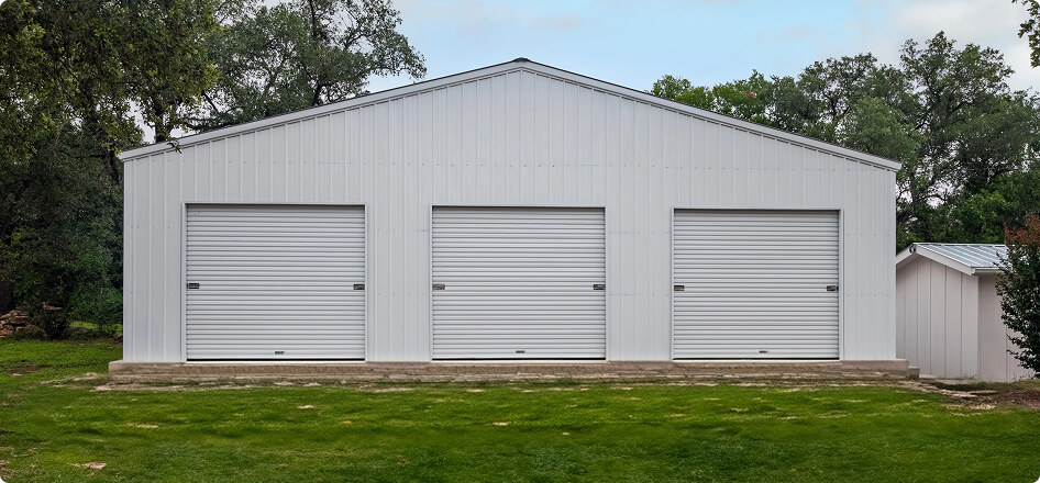 White 3 car garage