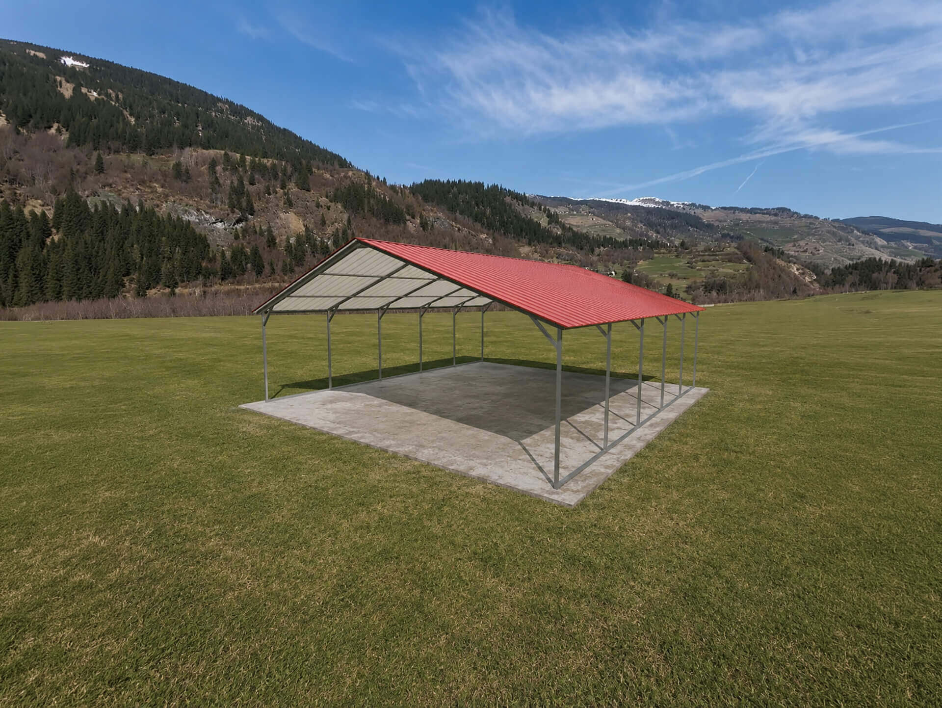 22x25 Vertical Roof Metal Carport - Alan's Factory Outlet