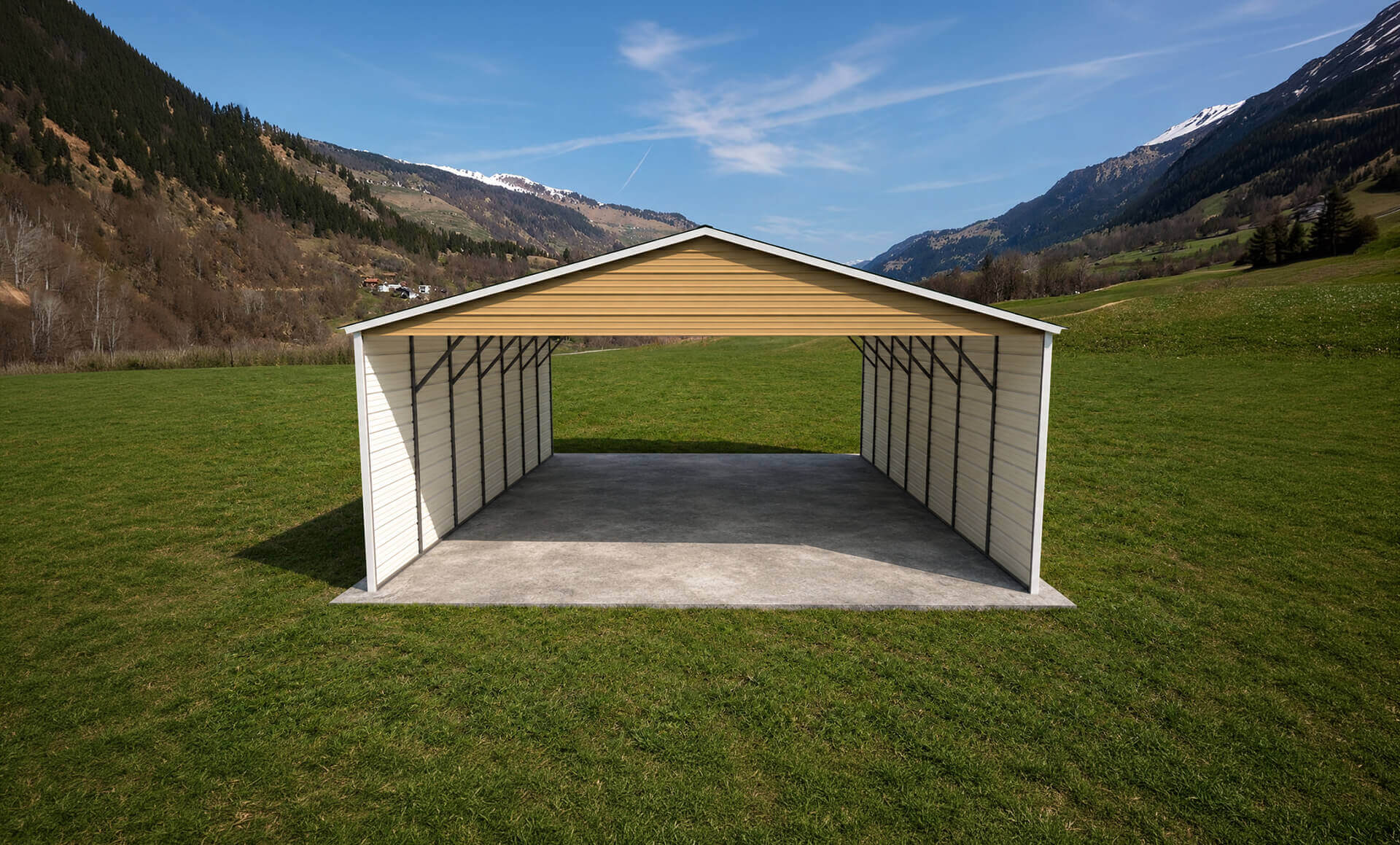 22x25 Vertical Roof Metal Carport - Alan's Factory Outlet
