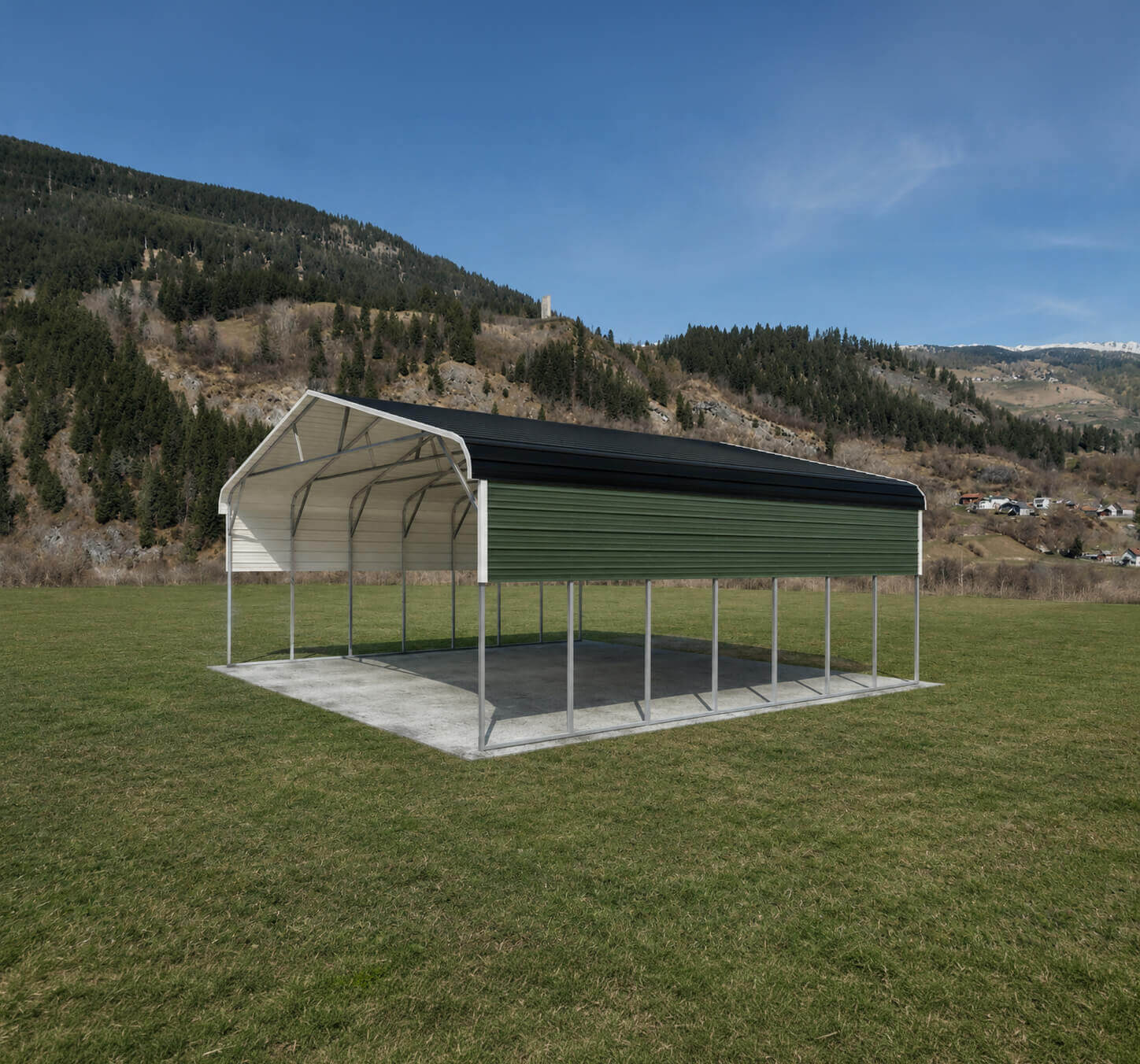 26x25 Regular Roof Triple Wide Carport - Alan's Factory Outlet