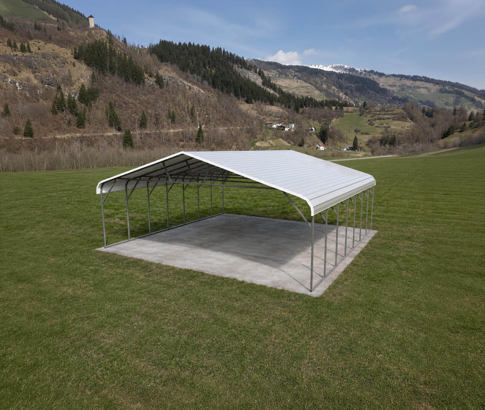 26x25 Regular Roof Triple Wide Carport - Alan's Factory Outlet