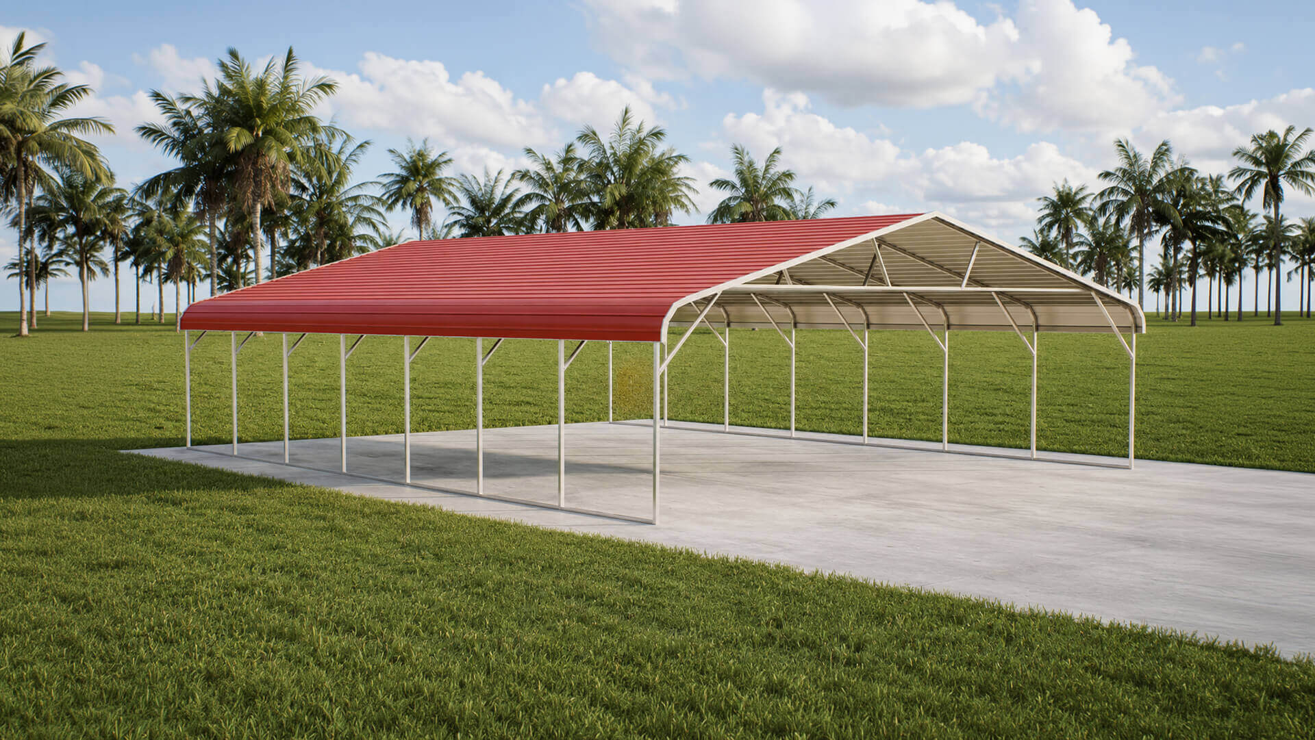 26x35 Regular Roof Triple Wide Carport - Alan's Factory Outlet