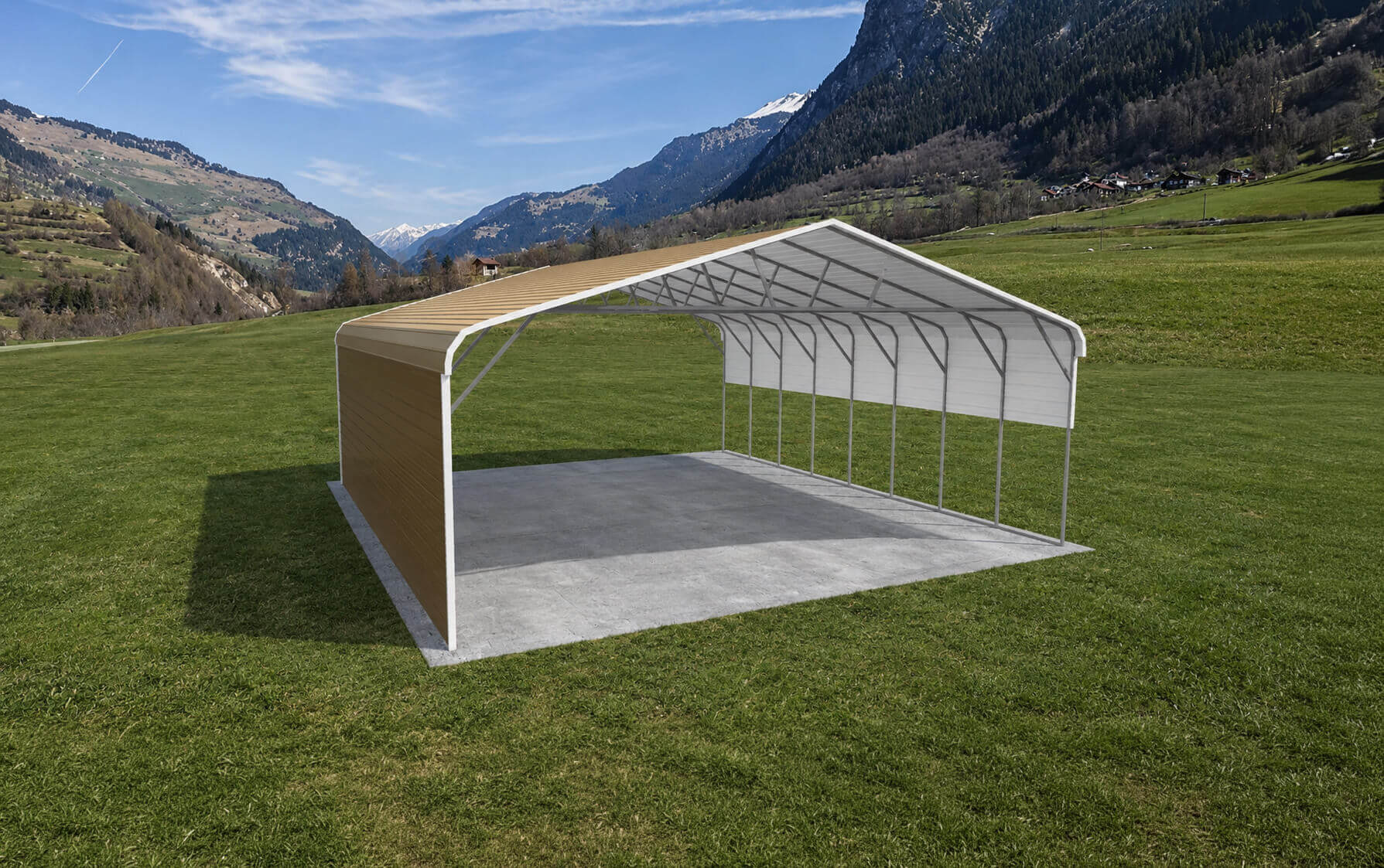 半田 28x30 Regular Roof Triple Wide Carport - Alan's Factory Outlet