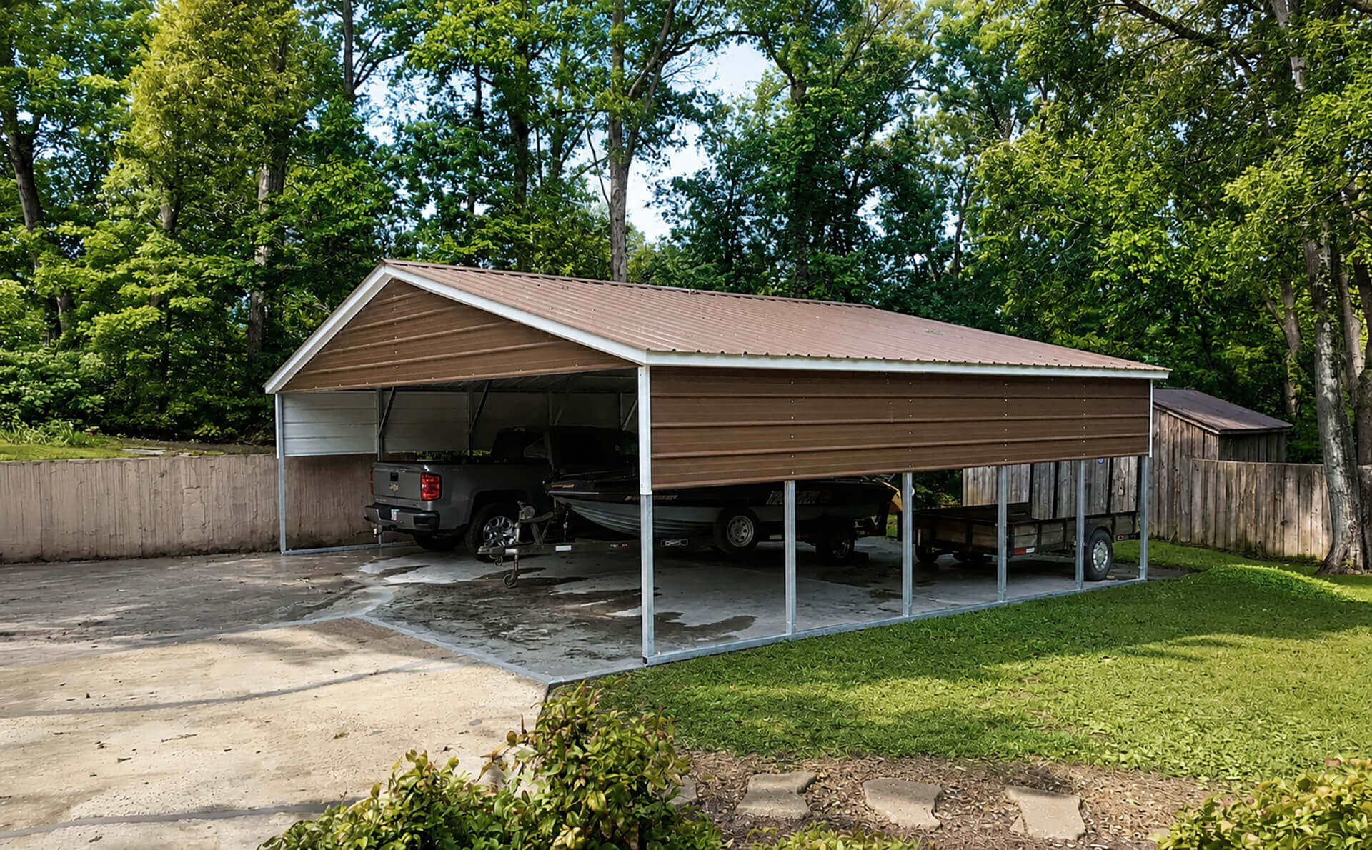 30x25 Vertical Roof Triple Wide Metal Carport - Alan's Factory Outlet
