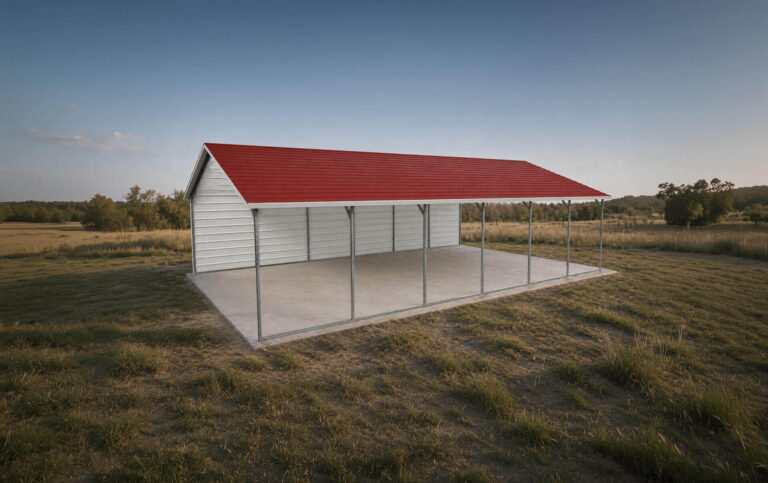 18x30 Carport for less metal boxed eave